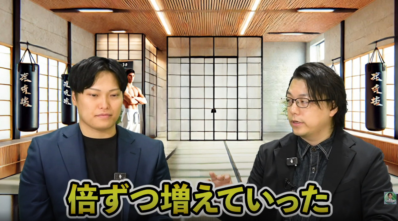 倍々で伸びていった